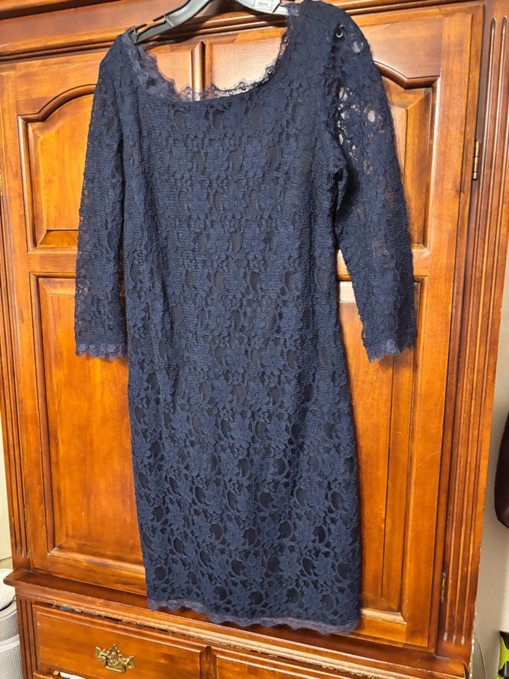 Joseph Ribkoff Navy Floral Lace Midi Dress